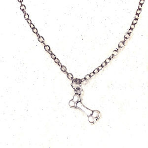 Dog Bone Silvertone Necklace